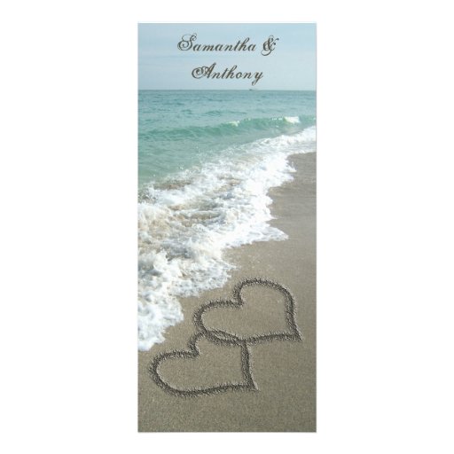 Beach Destination Wedding Invitation, 2 Hearts