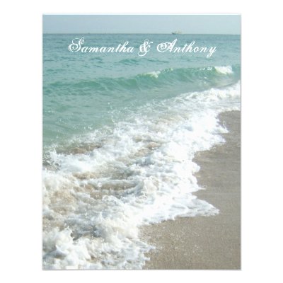 Beach Destination Wedding Invitation, Foaming Surf