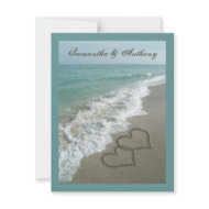 Beach Destination Wedding Invitation, Sand Hearts invitation