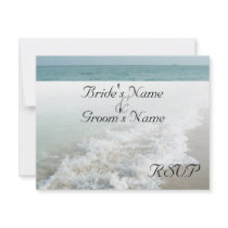 Beach Destination Wedding Matching RSVP White Wave Invite