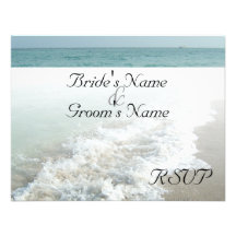 Beach Destination Wedding Matching RSVP White Wave Invite