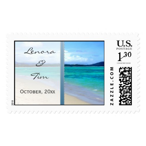 Beach Destination Wedding PostageTemplate stamp