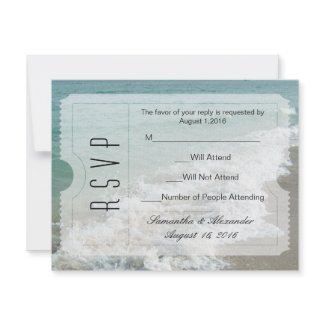 Beach Destination Wedding Ticket Invitation RSVP invitation