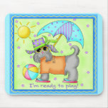 Beach Dog Turquoise Mouse Pad