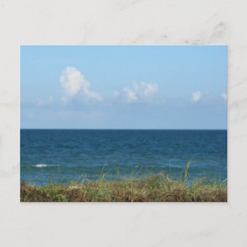 Beach dune with blue water and sky, Florida postcard
