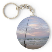 Beach Fishing at Sunset Keychains