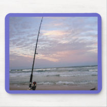 Beach Fishing at Sunset Mousepad