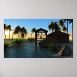 Beach Fishing Hut Sunset Print