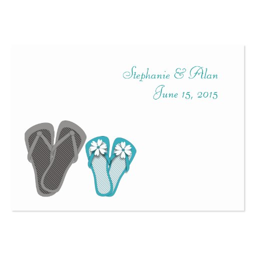 Beach Flip Flops Place Cards Business Card Template (front side)