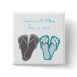 Beach Flip Flops Wedding Button