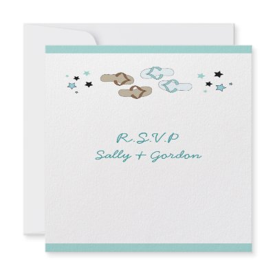 Beach Flip Flops Wedding RSVP Personalized Invites by honey_moon