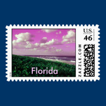 beach, Florida postage stamps seascape fantasy art