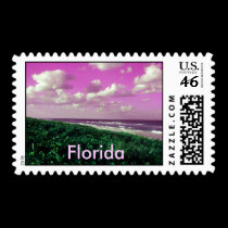 beach, Florida postage stamps seascape fantasy art