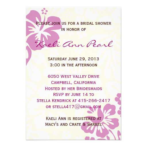 Beach Flowers Bridal Shower - Lilac Custom Invite