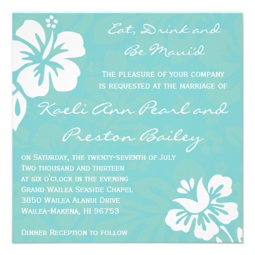 Beach Flowers - Teal Personalized Invitations