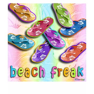 Beach Freak in Flip Flops Womens Tees shirt