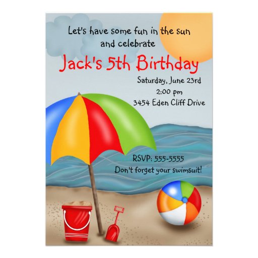 Beach Fun Birthday Invitations