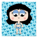 beach girl with Black hair posters by cutespot beach girl with Black hair posters