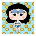 beach girl with Black hair posters by cutespot beach girl with Black hair posters