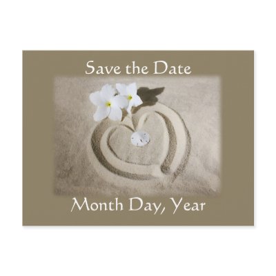 Beach Heart in Sand - Save the Date Wedding Postcard by TrevorStar