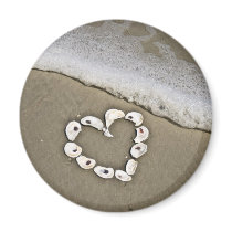 Beach Heart in Seashells Magnets