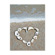 Beach Heart in Seashells postcards