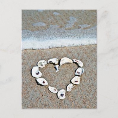 Beach Heart in Seashells Postcards