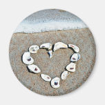 Beach Heart in Seashells Romantic Design Refrigerator Magnet