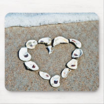 Beach Heart in Seashells Romantic Design mousepads