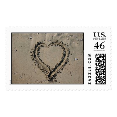 Beach Heart Postage Stamp