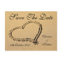 Beach Heart - Sand Save The Date Post Card