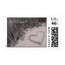 Beach Heart Sepia Engagement Announcement Postage
