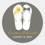 Beach Hibiscus Flip Flops Wedding Favor Gift Stick Sticker