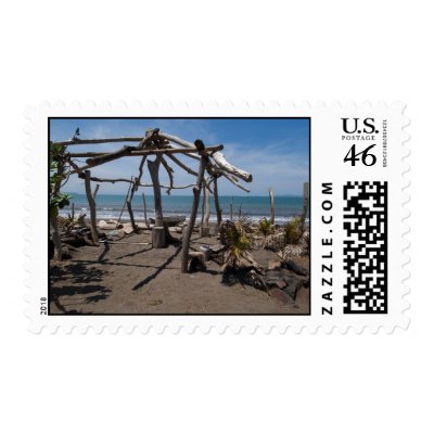 Beach house 1 postage stamps by alinphoto