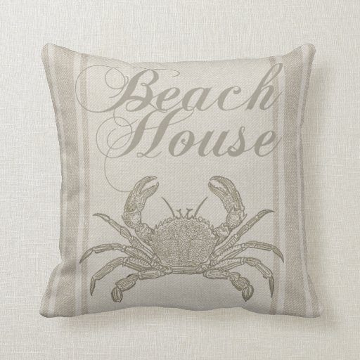 Beach House Crab Sandy Coastal Decor Throw Pillow Zazzle