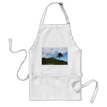 Beach House on Hill with sky and palm tree Aprons