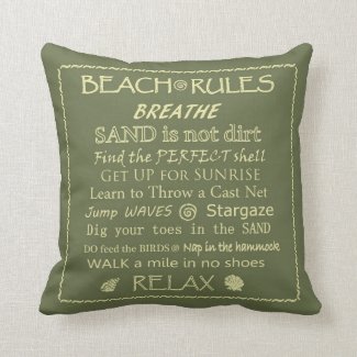 Beach House Rules Throw Pillow