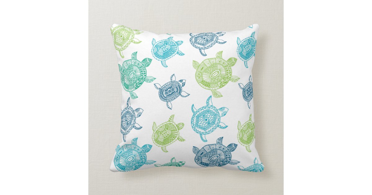 Beach House Sea Turtle Decorative Throw Pillow Zazzle