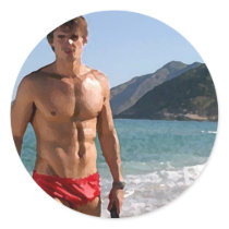 Beach Hunk stickers