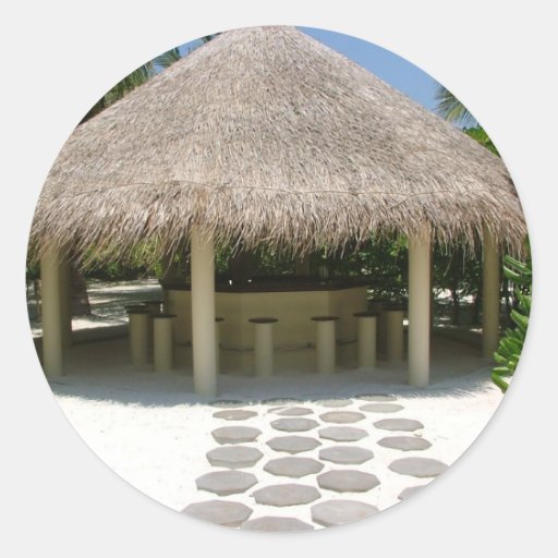Beach Hut Round Sticker Zazzle