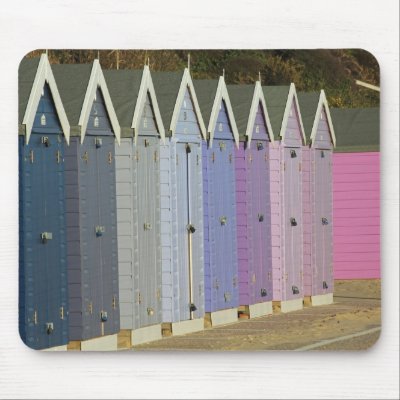 Beach huts mousemat by newforestpics