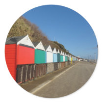 Beach huts round stickers