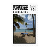 Beach in Antigua with Palapa Stamp