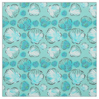 Beach Inspired Fabric|Stylish Teal Clam Shells