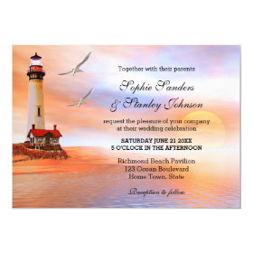 Beach Lighthouse Wedding Invitation 5
