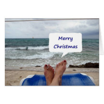 BEACH LOUNGER SAYS "MERRY CHRISTMAS" GREETING CARDS