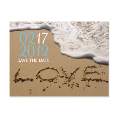 Beach "Love in the Sand" Save the Date Postcard