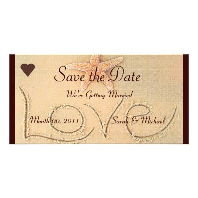 Beach Love Wedding Announcement Photo Card