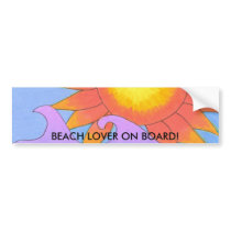 BEACH LOVER ON BOARD! bumper stickers