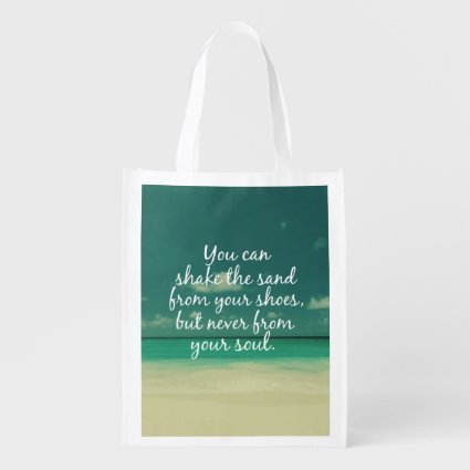 Beach Lovers Quote Reusable Grocery Bags